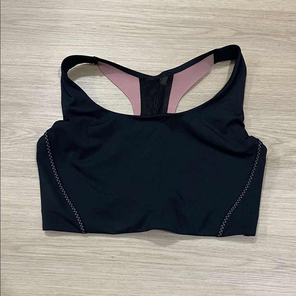 Athleta Black Sports Bra with Pink Details